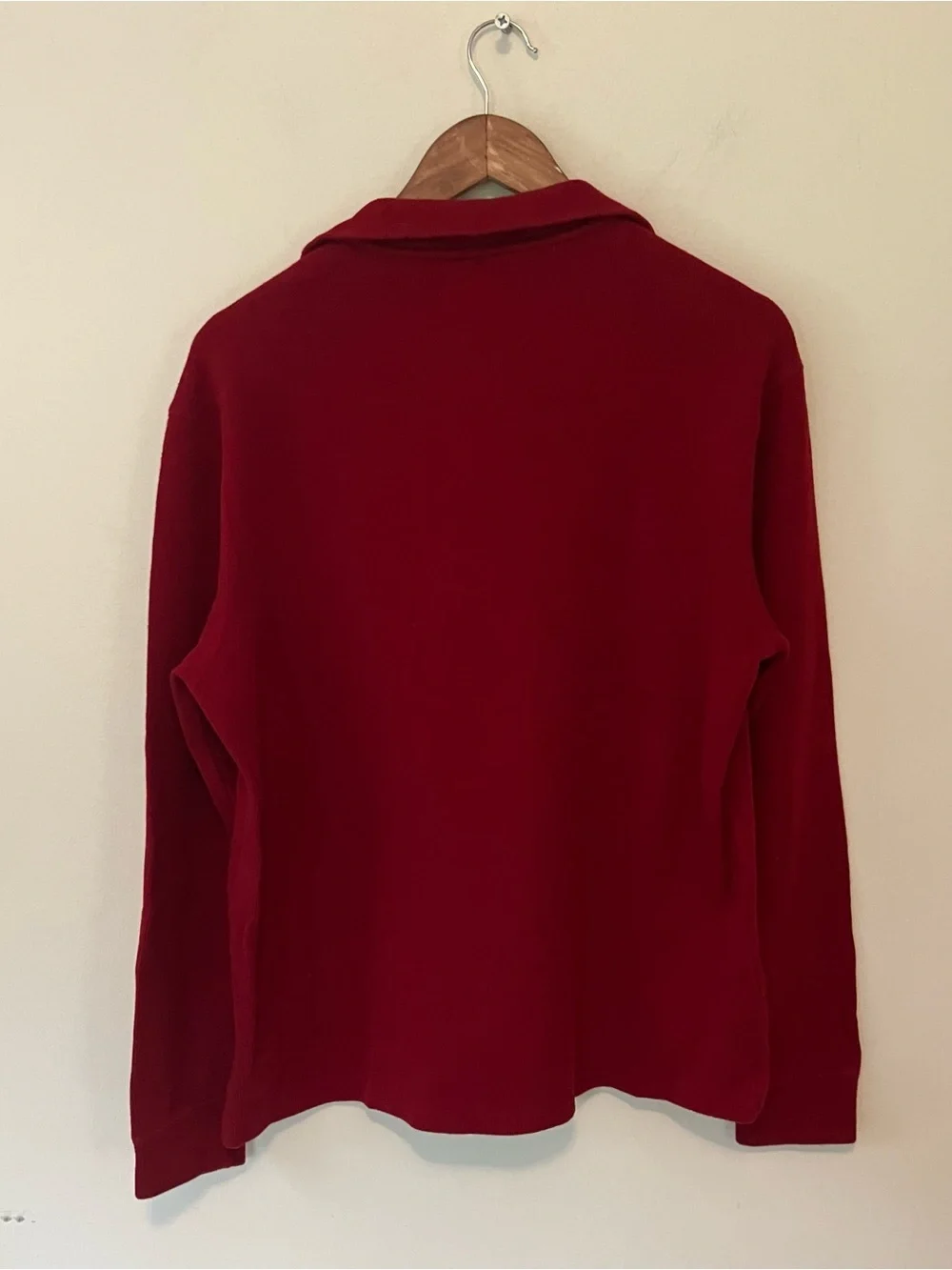 VTG Polo Ralph Lauren Red Ribbed Quarter Zip Pullover Sweater M Preppy